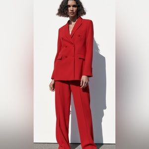 ZARA 2 pcs SET Double breasted buttoned blazer and straight pants NWT